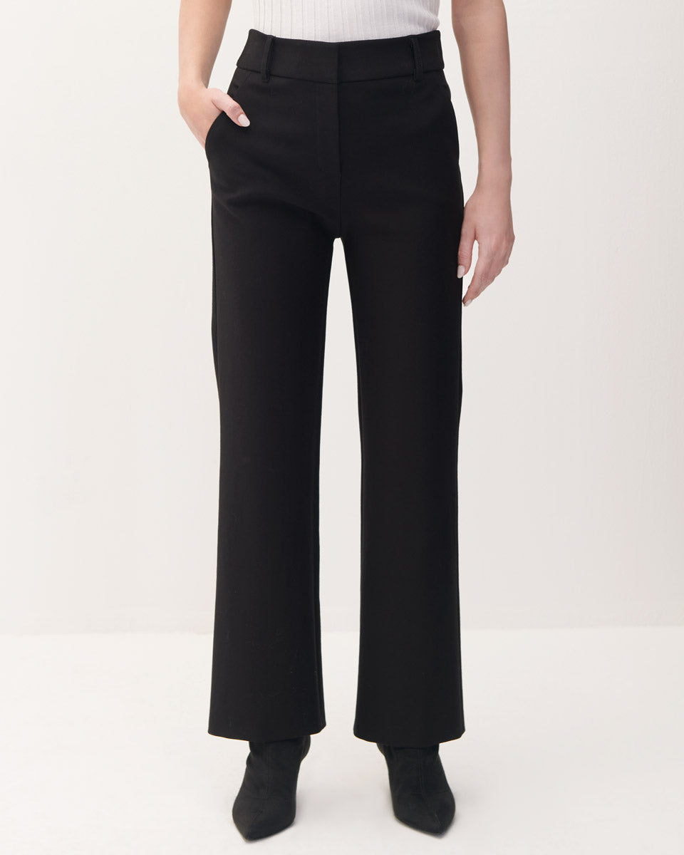 Pantalón recto negro tejido de punto