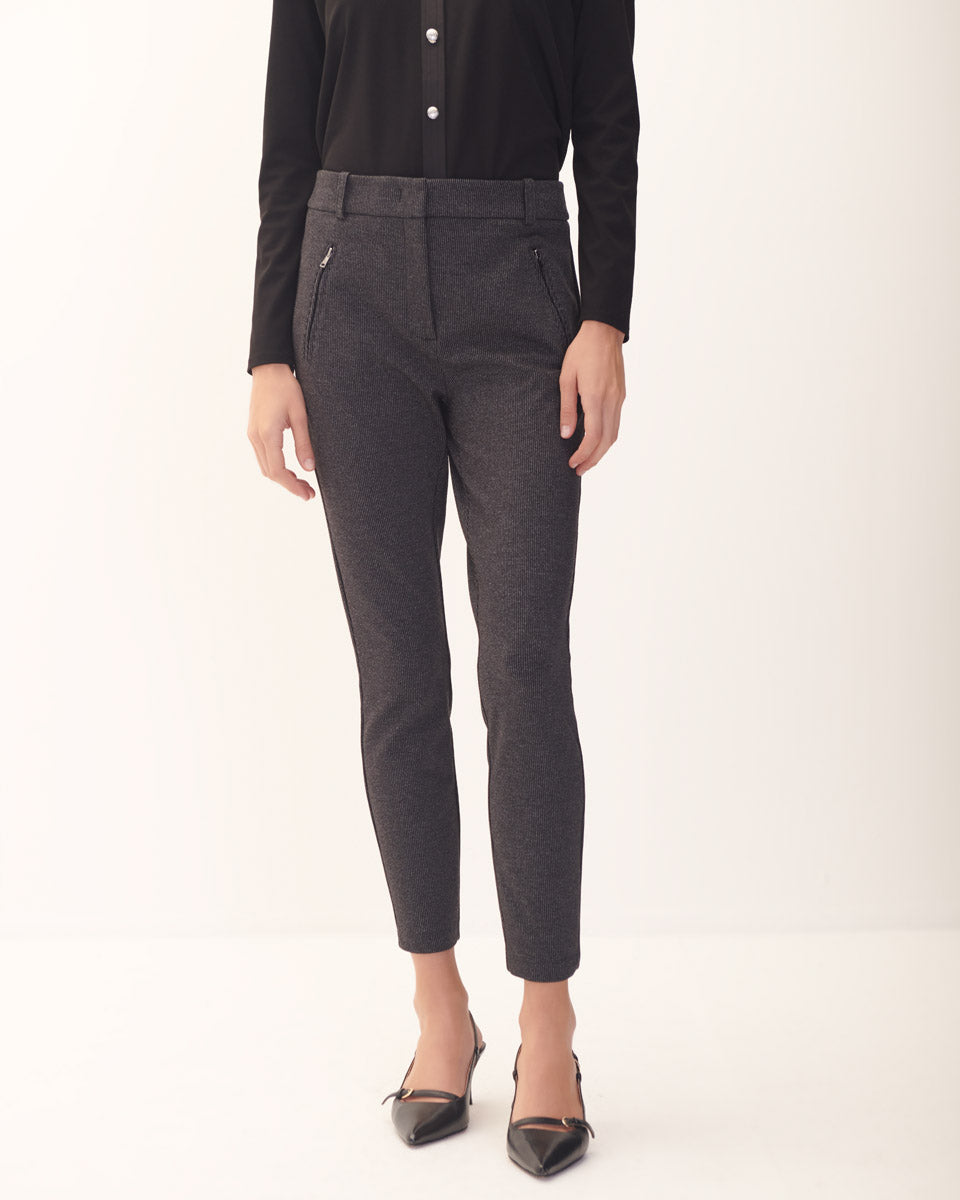 LEGGINGS GRIS A RAYAS CIERRES METÁLICOS